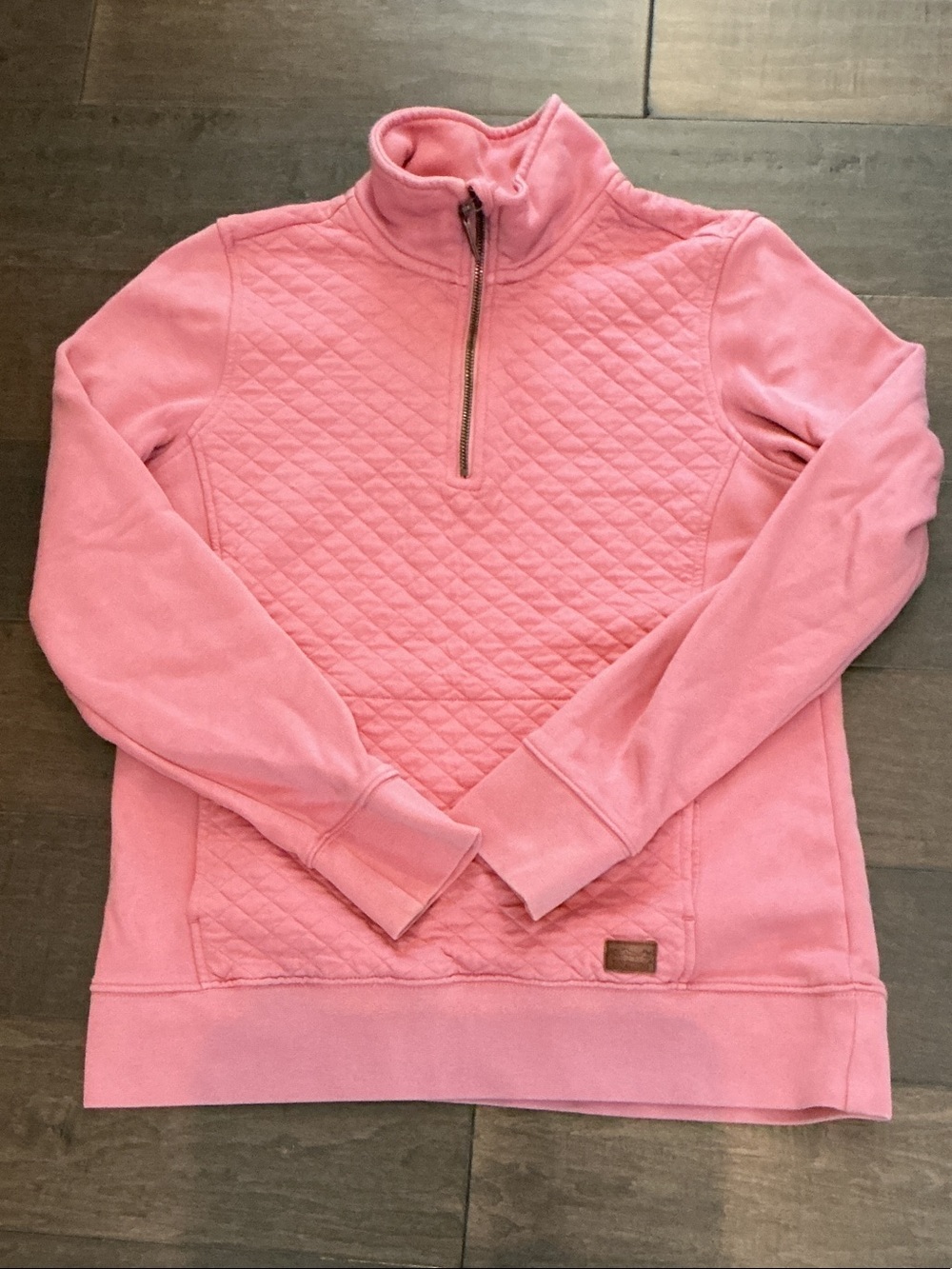 L.L. Bean Quilted quarter Zip Pullover with front pockets - Pink